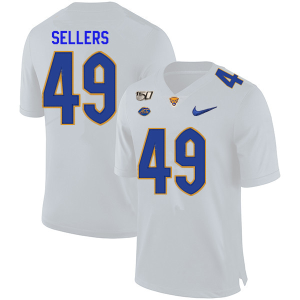 2019 Men #49 Erik Sellers Pitt Panthers College Football Jerseys Sale-White